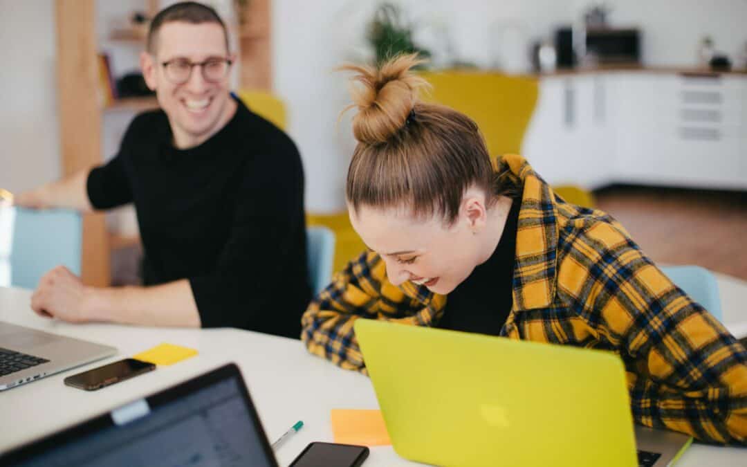 Colleagues working on a team project